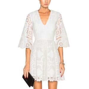Alexis White Lace Mini Dress with Bell Sleeves